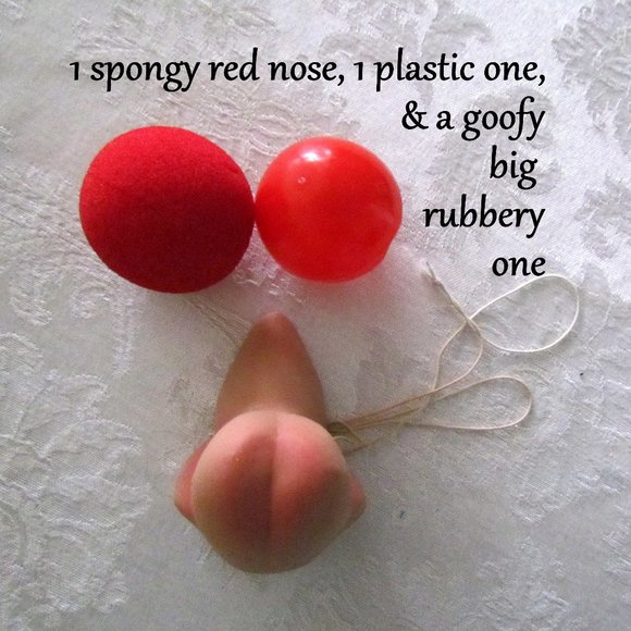 CLOWN COSTUME w WIG, KIDS M-L, RAINBOW CURLY WIG + NOSES, SCARF & SOCKS, FUN! - Picture 5 of 9